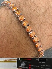 Real Iced Orange MOISSANITE 5mm Tennis Bracelet 925 Silver Passes Tester GRA
