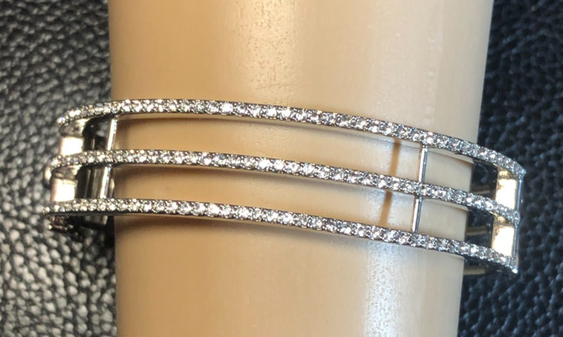Silver Crystal Rhinestone Bangle Bracelet Chevron Wide Statement NORDSTROM 8001 gallery