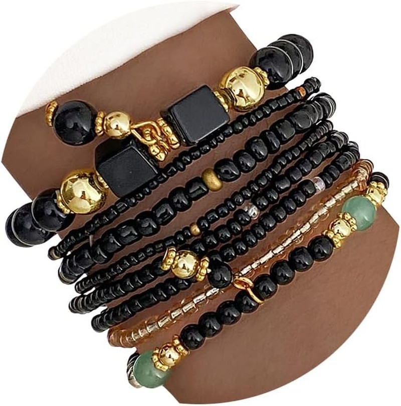 8PCS Beaded Bracelets for Women, Multilayered Stackable Strand Stretch Bead Brac gallery