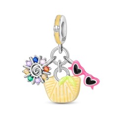 KUNSIR 925 Sterling Silver Charm Shopping Day Bead Charm For Bracelet Dangle DIY