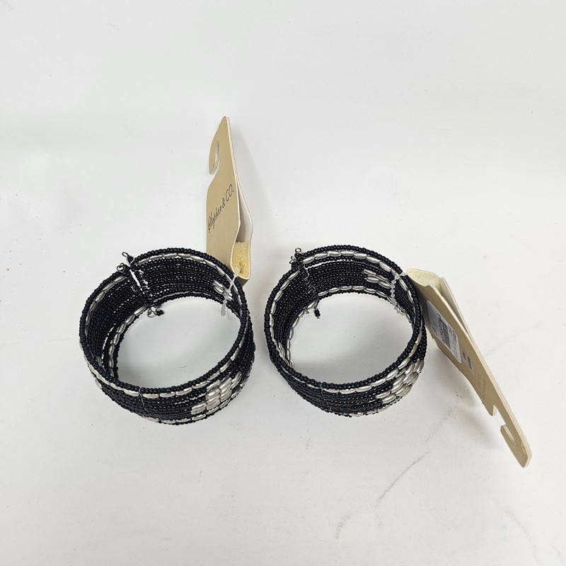 2pc Set 15-Strand Black Beaded Bracelets Bohemian Fashion Boho Tribal Wide Cuffs gallery