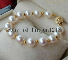 BEAUTIFUL 7.5″ 8-9MM SOUTH SEA GENUINE WHITE PEARL BRACELET