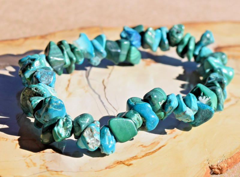 Azurite with Malachite Chips Gemstone Bracelet Stretch Cord 7 Inches gallery