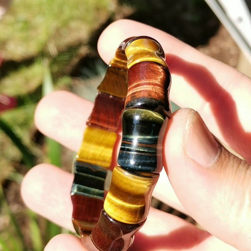 Natural Blue Red Yellow Tiger's Eye Bracelet Genuine Gemstone Crystal Healing gallery