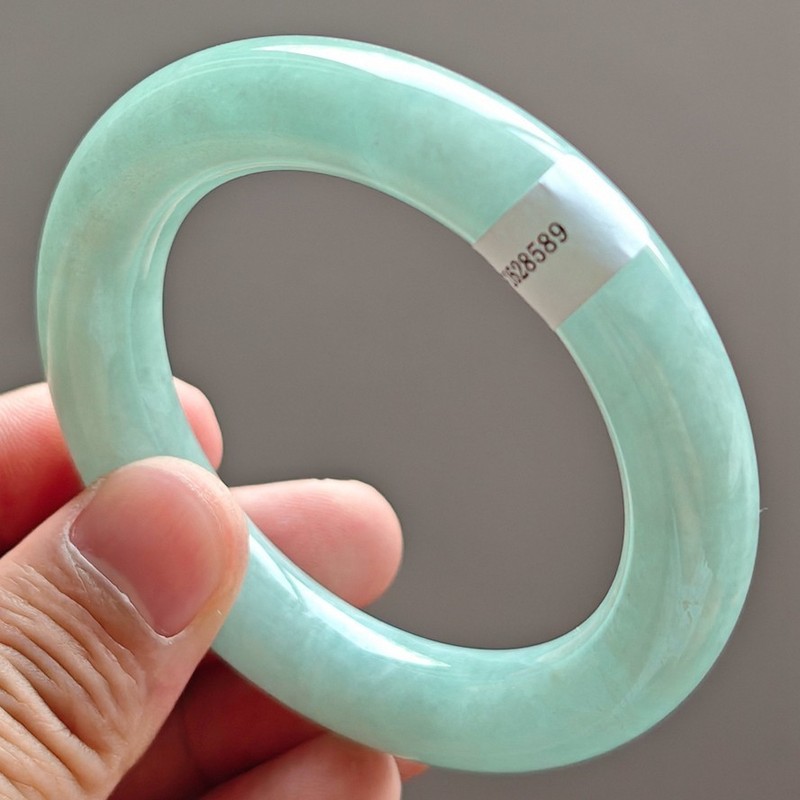 54mm Natural Icy Green Jadeite Jade Bracelets Burma Jade Bracelet Bangle 3613 gallery
