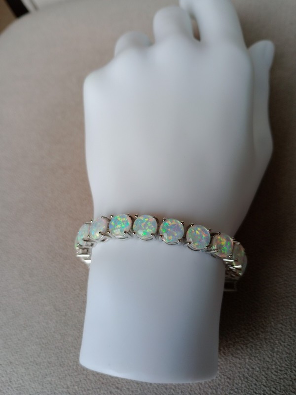 Pink Opal Tennis Bracelet | Opal Bracelet | Opal | October Birthstone, Silver gallery
