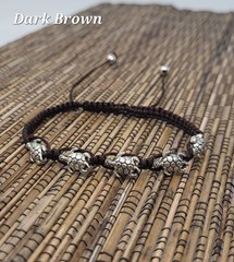 Turtle Bracelet – Adjustable Macrame Bracelet with 5 Silver Tone Turtles