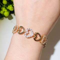 7Ct Round Simulated Cut Diamond Women’s Heart Bracelet 14k Yellow Gold Finish