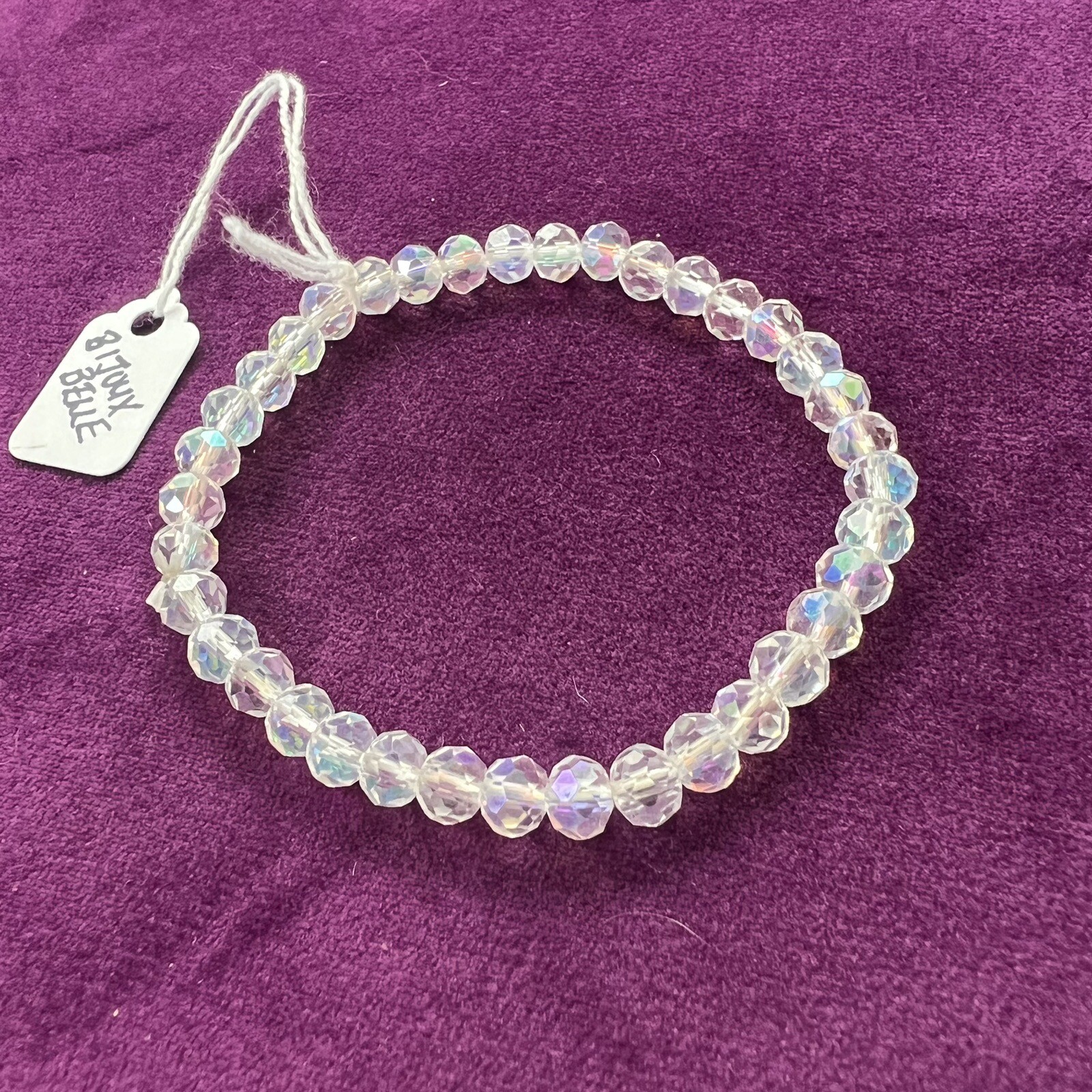 6mm Transparent Aurora Borealis Crystal Stretch Beaded Bracelet gallery