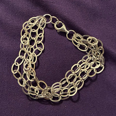 Sterling Silver Multi-Strand Cable Chain Bracelet, Lobster Clasp, 7 in, No Stone