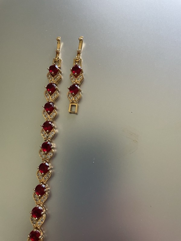 faux ruby rhinestones bracelet gold tone costume jewelry gallery