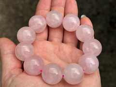 20mm Chunky Rose Quartz Beaded Pink Gemstone Stretch Bracelet for woman