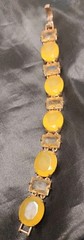 Kate Spade Jeweled Yellow Lucite Goldtone Chunky Bracelet 6.5″ Fold over Clasp