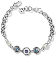 Brighton HALO LIGHT Pearl White Enamel Purple Blue Crystal Bracelet $68 NEW