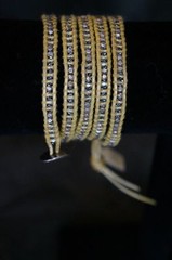 NEW Chan Luu Sterling Silver & Crystal Mix 5 Wrap Bracelet Mustard Leather Cord