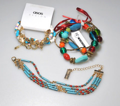 Bracelet LOT colorful beaded Turquoise blue gold 1 variety designers CA3