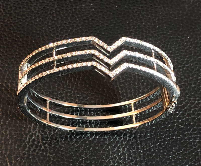 Silver Crystal Rhinestone Bangle Bracelet Chevron Wide Statement NORDSTROM 8001 gallery