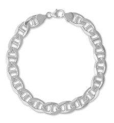8″ 220 Flat Marina Chain Bracelet Sterling Silver Made In Italy