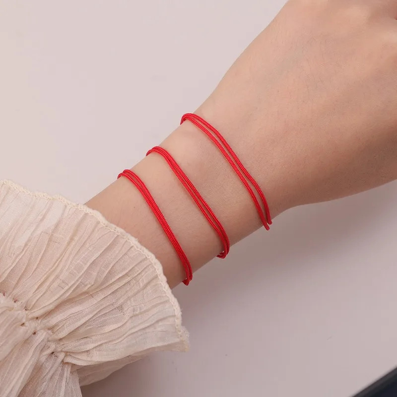 Cotton Red String Bracelet Women Men Thin Adjustable Handmade Minimalist Jewelry gallery