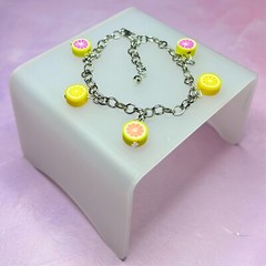 Polymer Clay Citrus Fruit Slice Charm Bracelet – New With Tags Cute Handmade