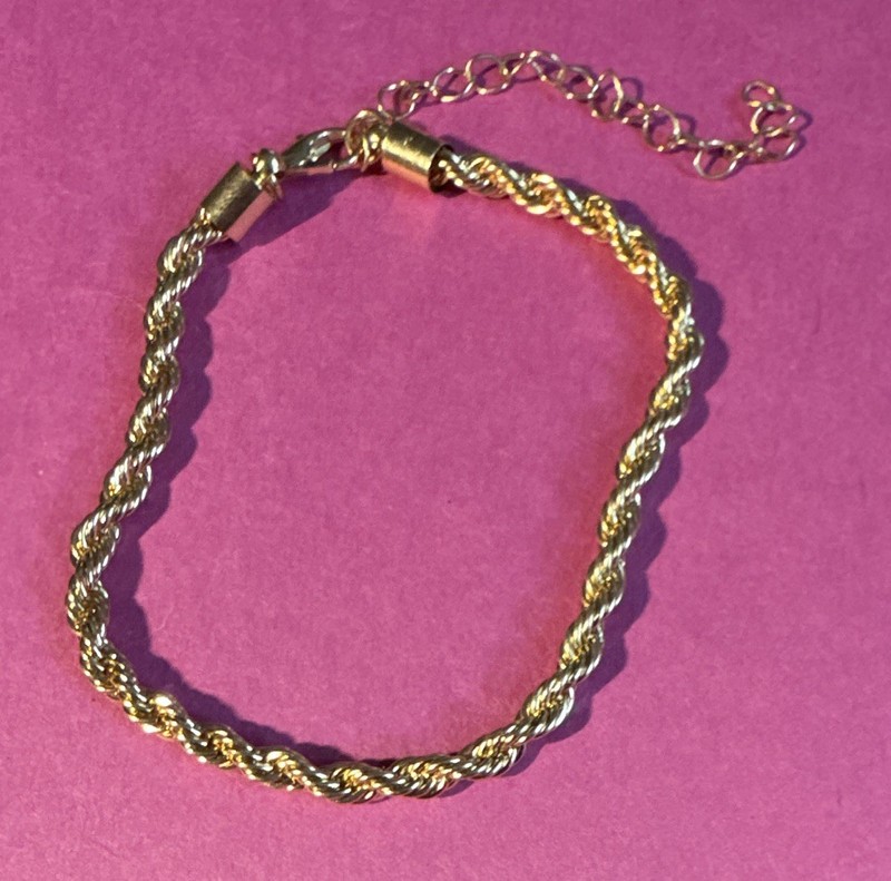 Gold Tone Rope Chain Bracelet Adjustable Extender Chain Lobster Clasp gallery