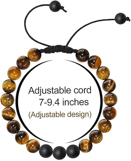 2Pcs Beaded Bracelets Set Tiger Eye Matte Agate Lava Rock Bracelets for Men gallery