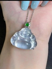 Natural clear crystal Maitreya Buddha pendant