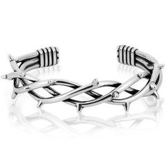 LuxGoth Stainless Steel Barbed Wire Cuff Bracelet,Retro Gothic Punk Biker Coo…