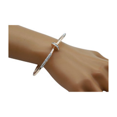 Women Rose Gold Plated Metal Fashion Jewelry Nail Cuff Bracelet Wrap Around Thin