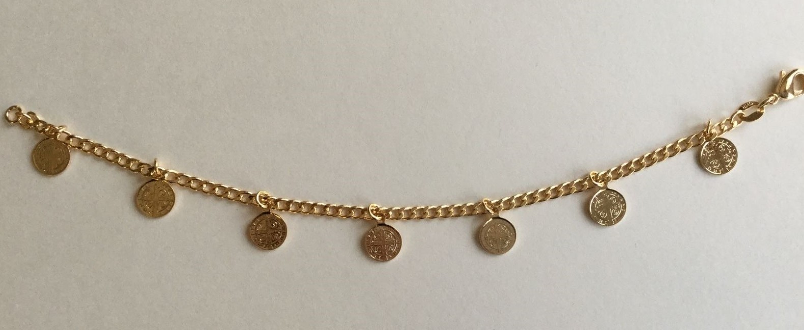 PULSERA DE SAN BENITO 7.5" / 18K GOLD FILLED SAINT BENEDICT BRACELET 7.5"-BR178 gallery