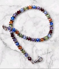 Rainbow Crystal Bicone Bead Bracelet Multicolor Faceted Glass 7.5″