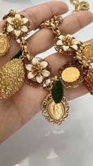 Dolce & Gabbana Charm Bracelet Gold Tone Lemon Sicily Floral Medallion D&G