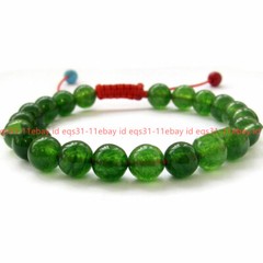 Handmade 8/10/12mm Crystal Green Jade Gemstone Braid Adjustable Bracelets
