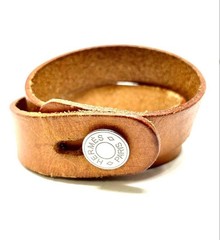 Hermes Seri Leather Bangle Bracelet Unisex Pre-Owned Approx 42cm