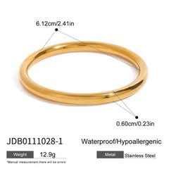 6/8/10mm Women 18k Gold Plated Cuff Bracelet Bangle Anti-tarnish