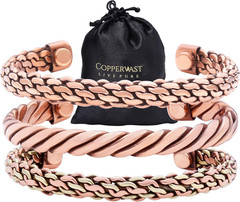 Copper Bracelets- for Men and Women| Set of 3 with Gift Bag |Handmade 100% Coppe