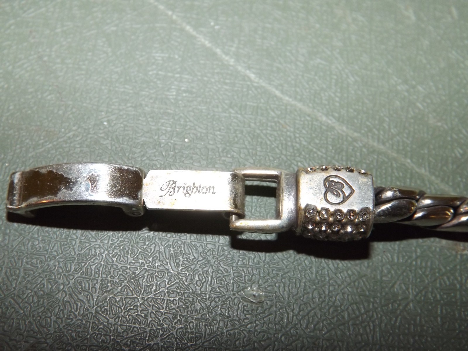 Brighton Silver Tone Meridian Bracelet Twisted Rope, Crystals Extra Clasp 8.5"L gallery