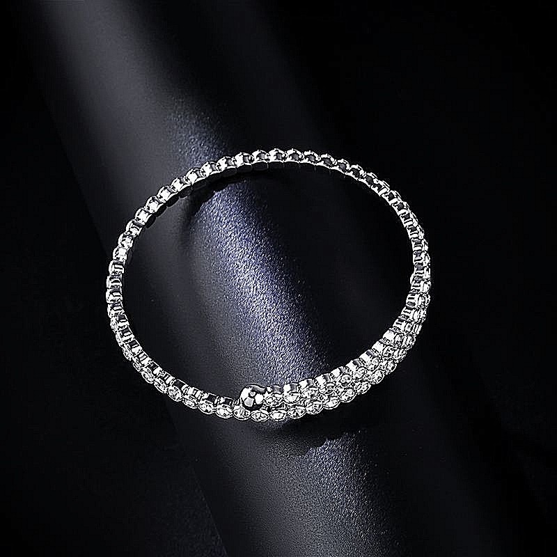 Fashion Jewelry Silver Gold Cubic Zirconia Adjustable Bangle Bracelet TK5-0 gallery