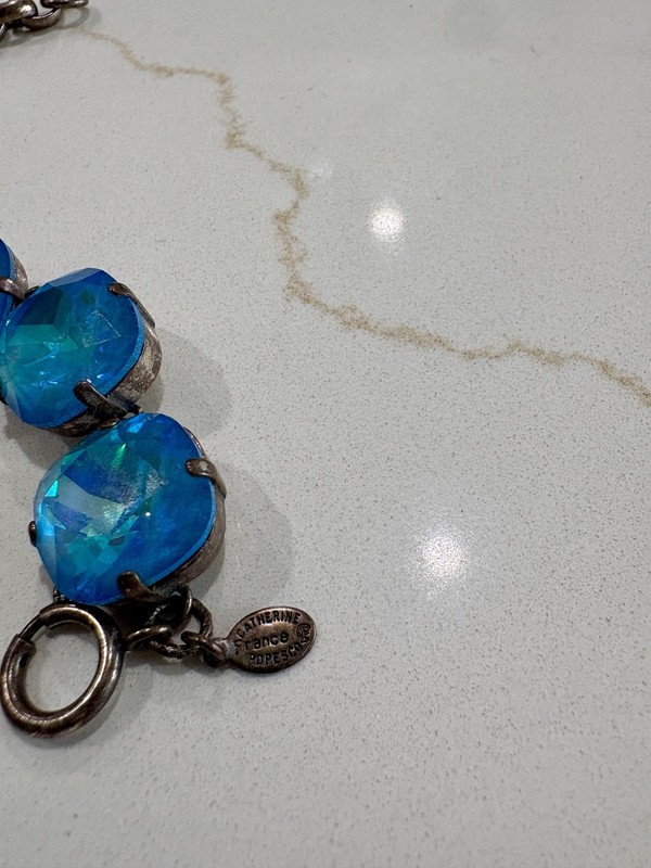 Catherine Popesco France Blue Crystal Bracelet Gunmetal Tone Signed Swarovski St gallery