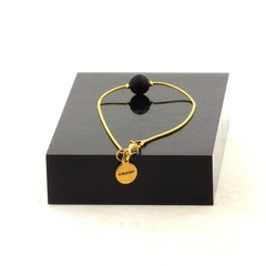 Bracelet Stainless Steel Golden 1 Pearl Black Onyx Matt 0 5/16in Made IN Franc