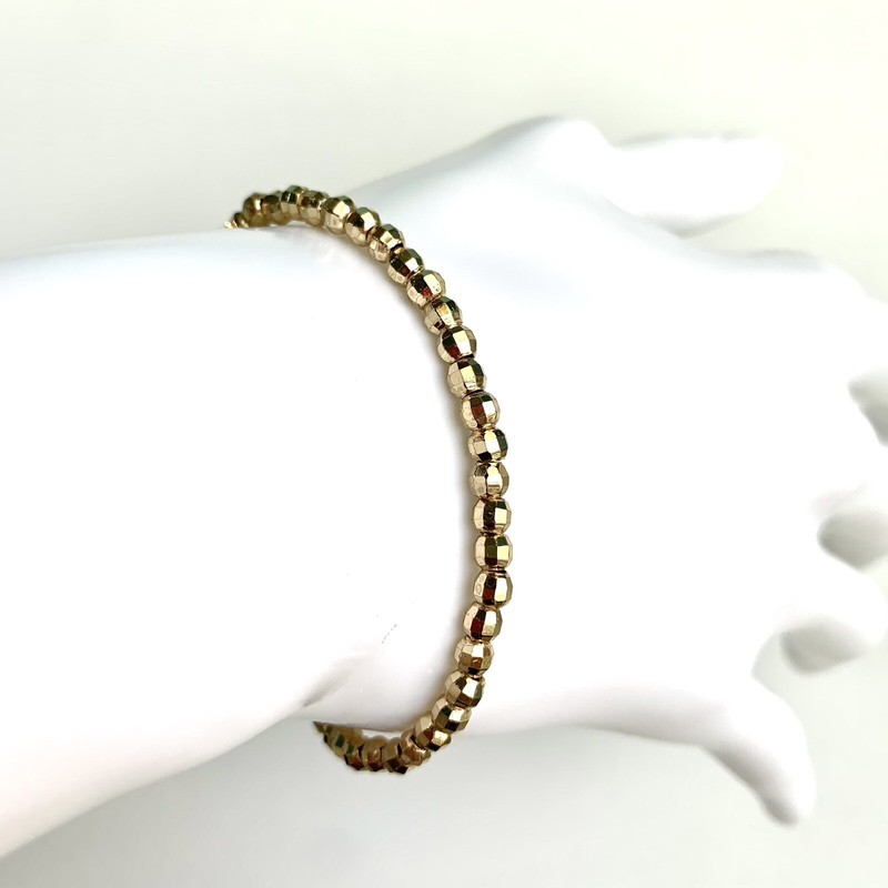 18K Gold-Filled 4mm Laser Cut Beads Bracelet Water Resistant 7” gallery