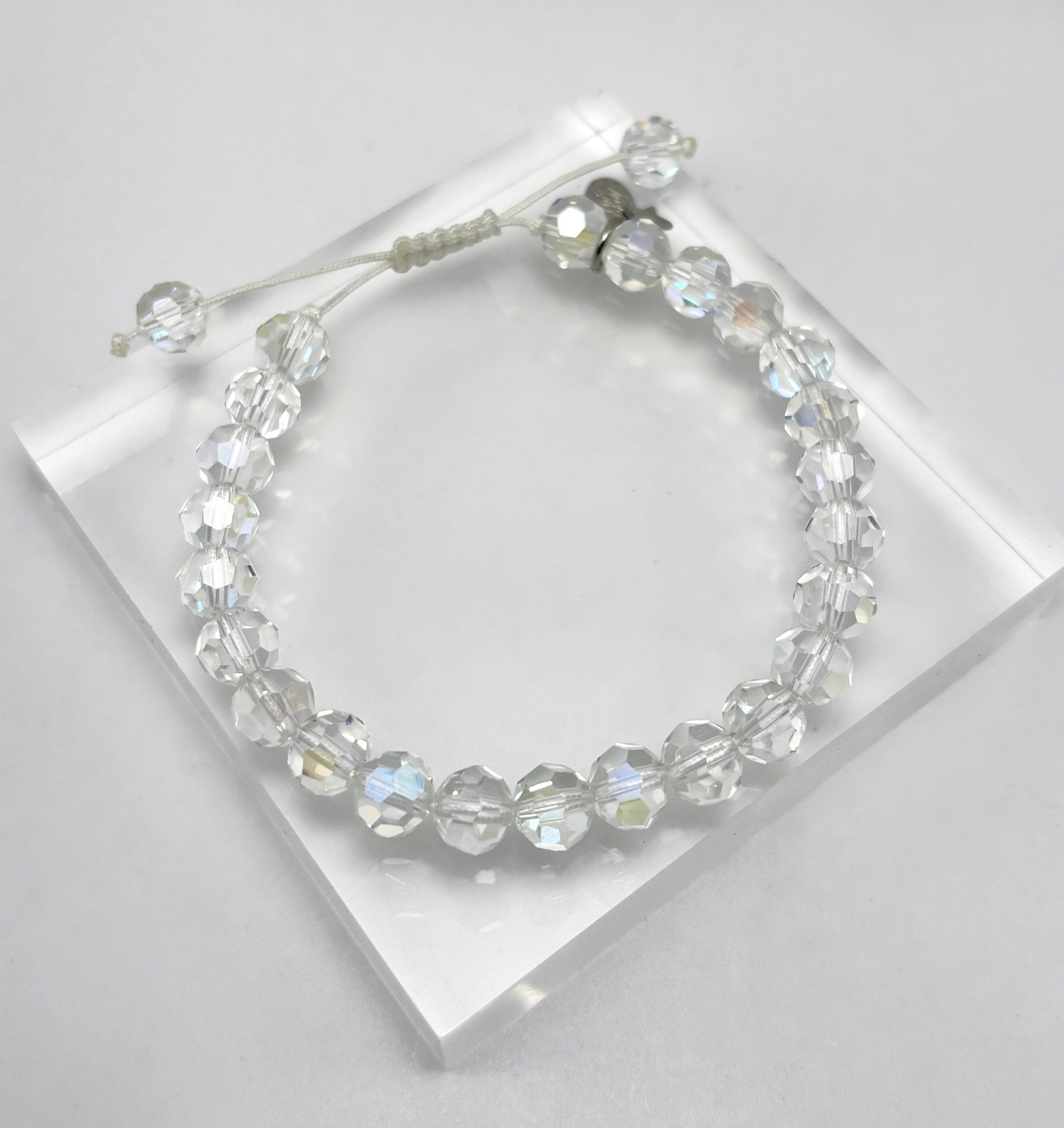 KIRKS FOLLY Aurora Borealis Beaded Adjustable Slide Bracelet - Clear - NIB gallery