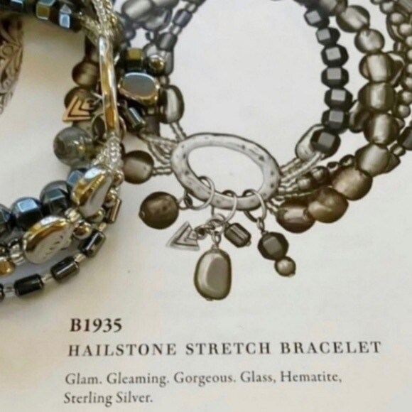 Silpada Sterling Hematite & Glass Bead Multi Strand "Hailstone" Bracelet B1935 gallery