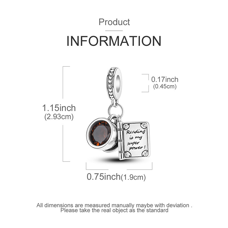 MULA European Silver Plated Charm AAA CZ Book and Coffee Cup For Women Bracelet gallery