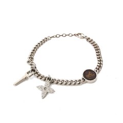 Louis Vuitton M00509 Bracelet MNG Padlock Chain Bracelet Silver Charm Italy Auth