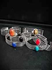 Sunstone & More Gemstone Bangle 5pcs Wholesale Lots 925 Silver Plated Jewelry