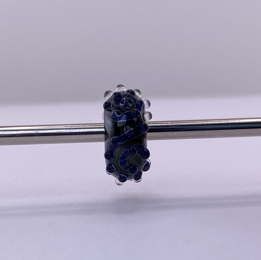 Elfbeads New Dark Blue Swirl Glass Bead • 925 Silver Core gallery