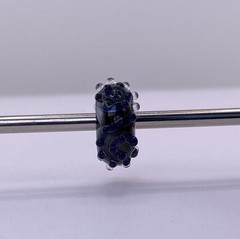 Elfbeads New Dark Blue Swirl Glass Bead • 925 Silver Core
