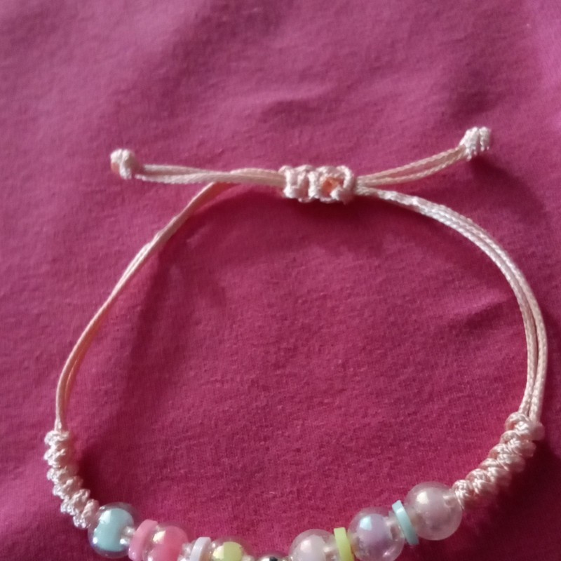 Beaded Cord Adjustable Bolo Charm Bracelet Dangle Cow Animal Pink/Multicolor gallery