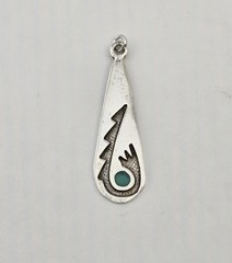 Vintage Sterling Silver Native American Turquoise Teardrop Tribal Pendant – 2.8g